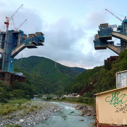 河内川橋工事現場